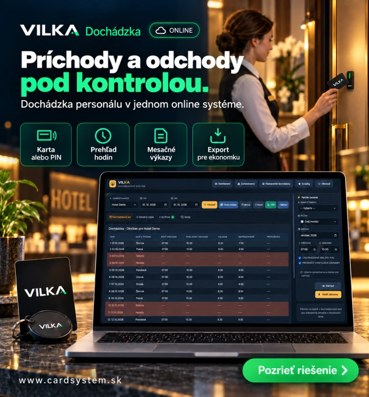 VILKA Dochádzka – online evidencia dochádzky zamestnancov