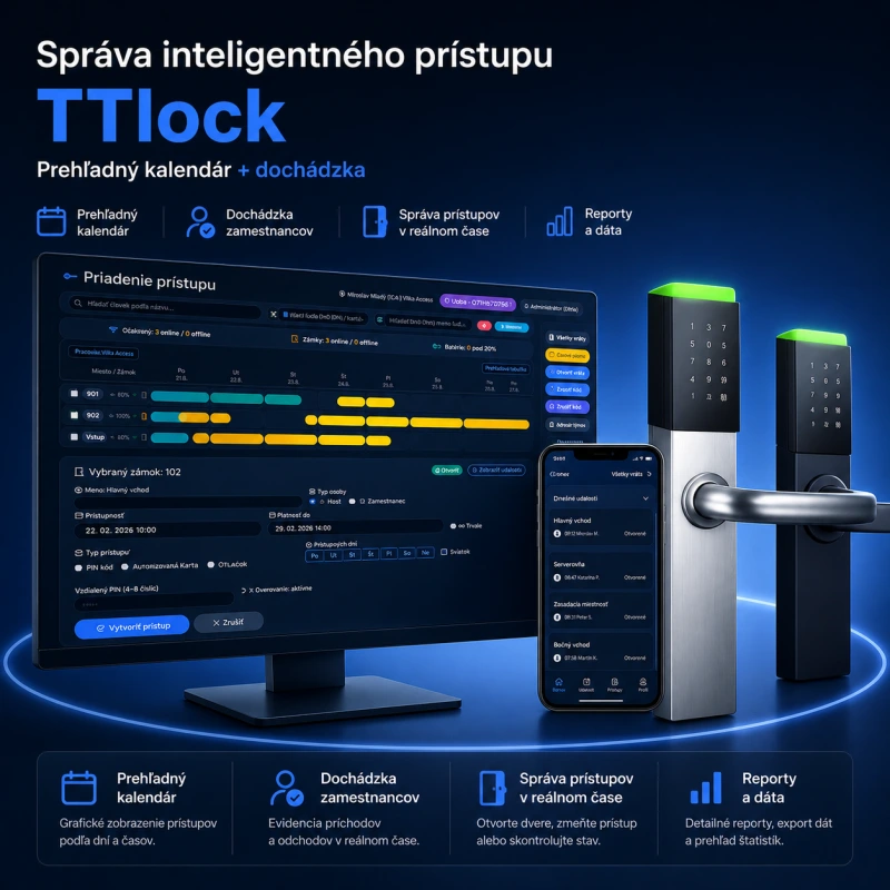 VILKA - Access - správa inteligentného prístupu TTlock - prehľadný kalendár + dochádzka