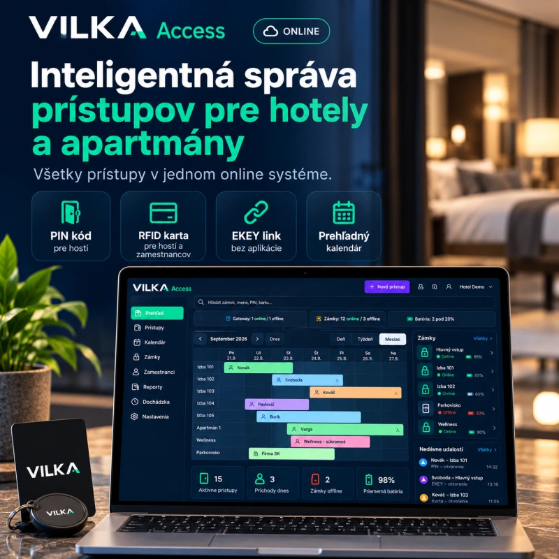 VILKA - Access - správa inteligentného prístupu TTlock - prehľadný kalendár - ONLINE
