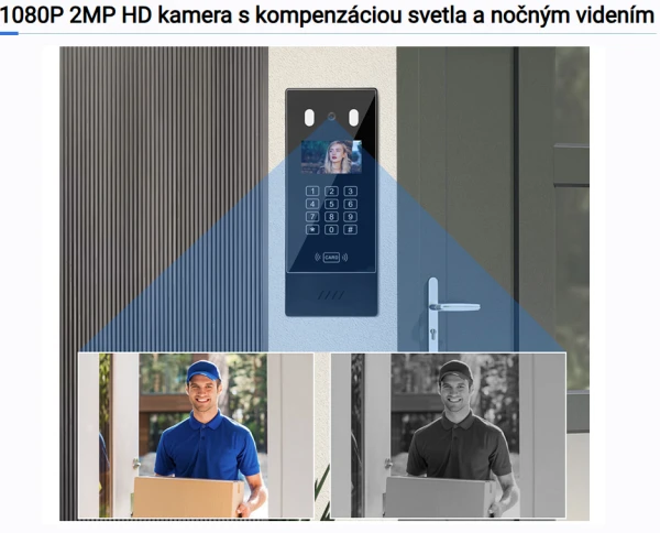 VILLA - IP videovrátnik s prístupovou čítačkou, karta, PIN kód, APP. Zvonenie na mobil. 1